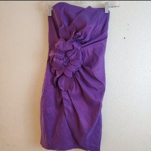 Jessica McClintock purple flower strapless bridesmaid prom dress